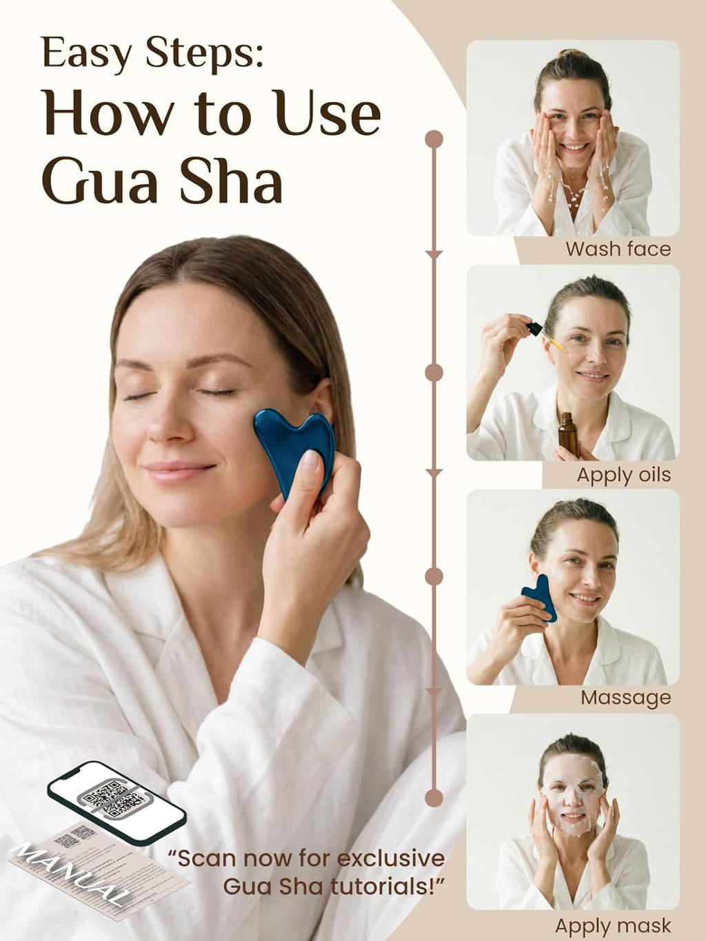 Gua Sha Facial Massage Tool Jawline Sculpting and Puffiness Reducing