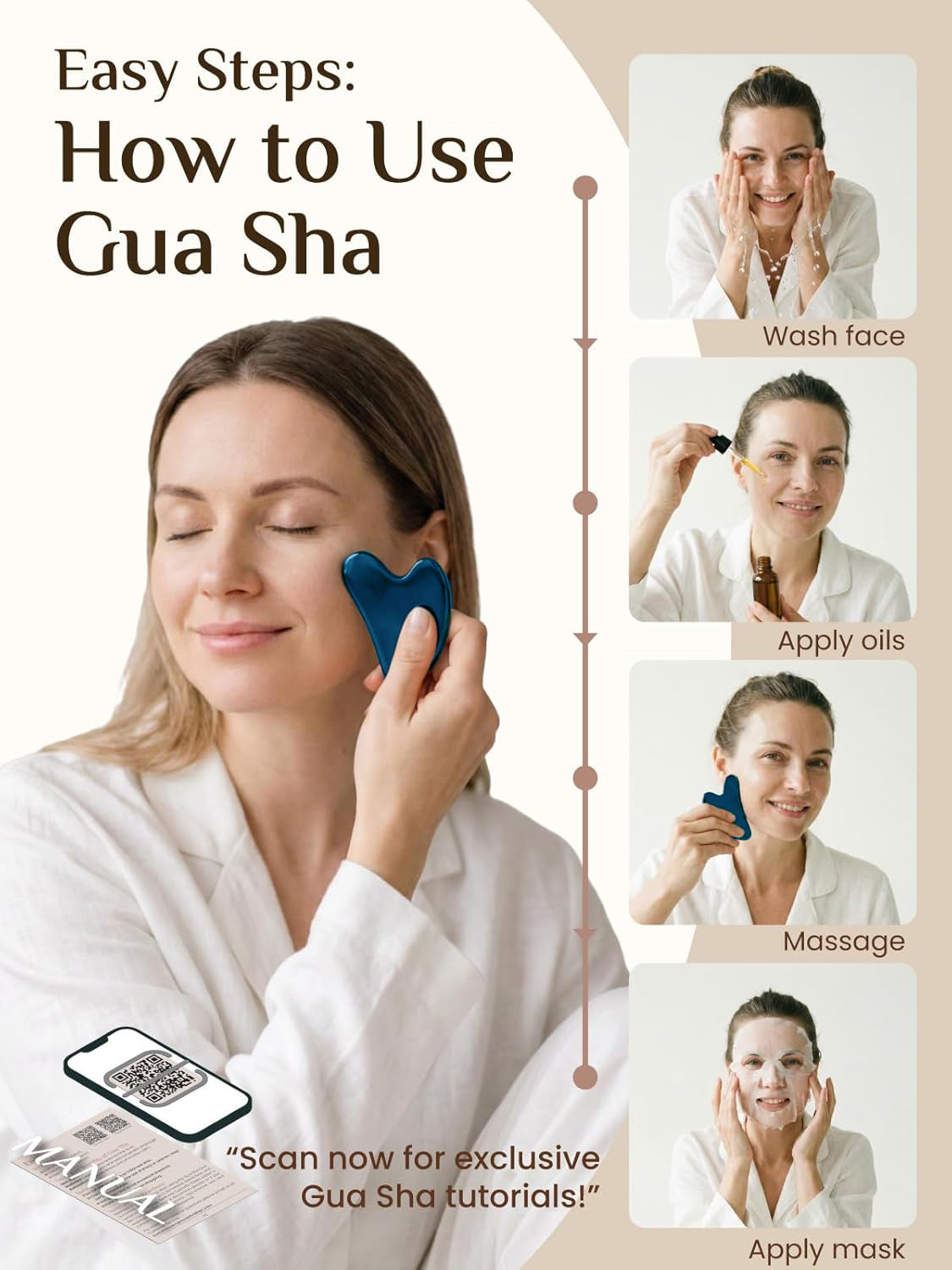 Gua Sha Facial Massage Tool Jawline Sculpting and Puffiness Reducing