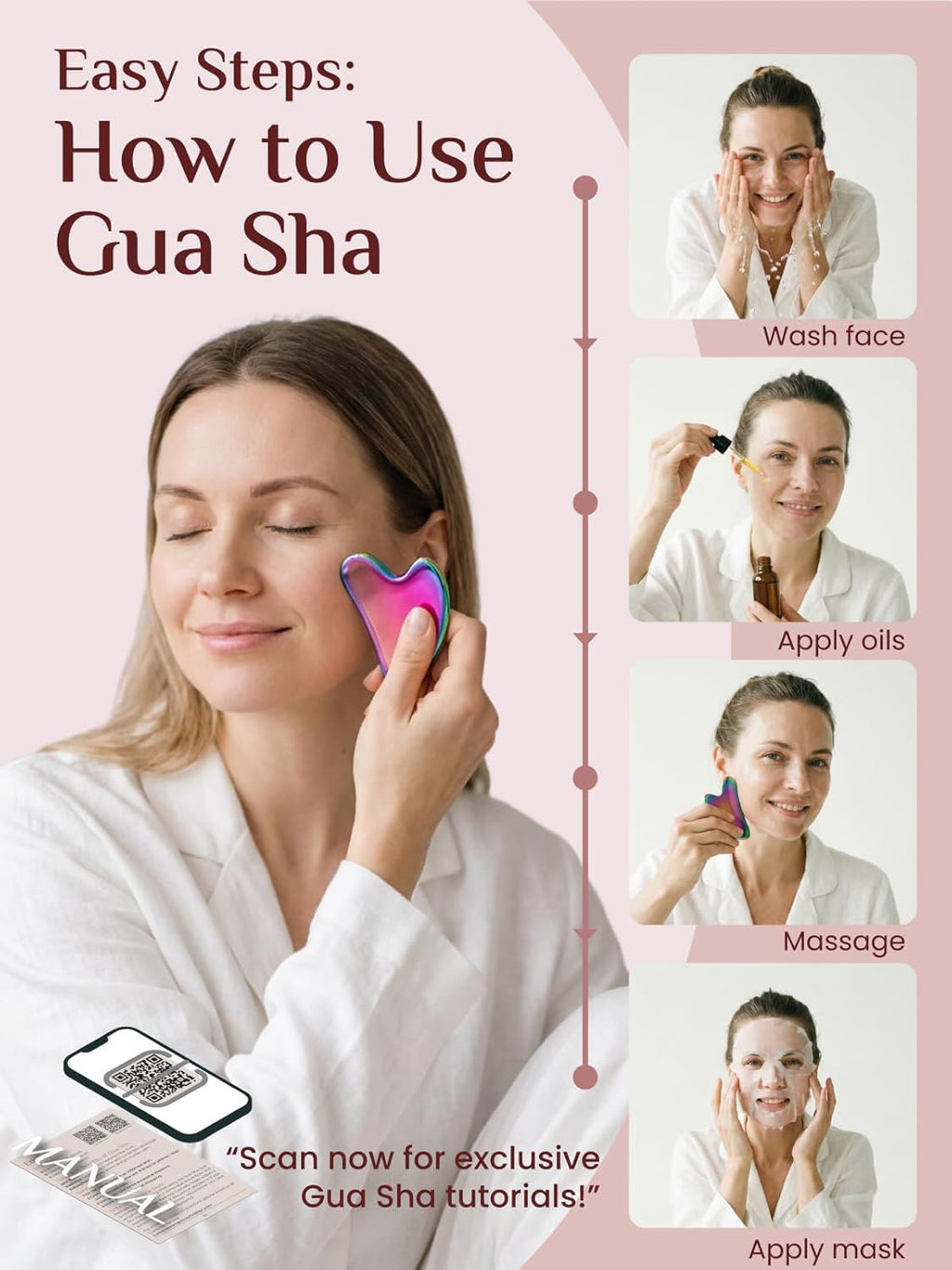 Gua Sha Facial Massage Tool Jawline Sculpting and Puffiness Reducing