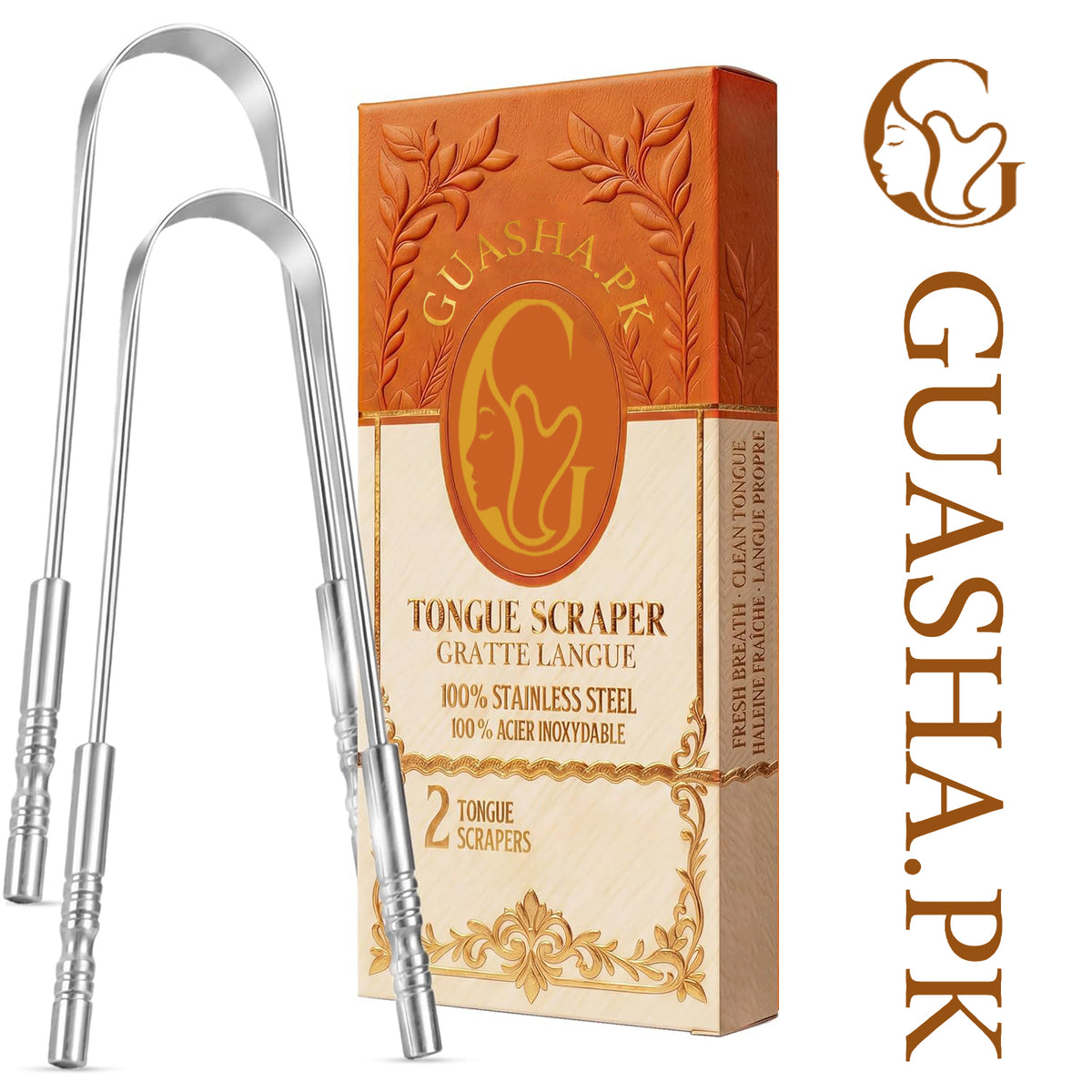 Stainless Steel Tongue Scraper (Pack of 2)