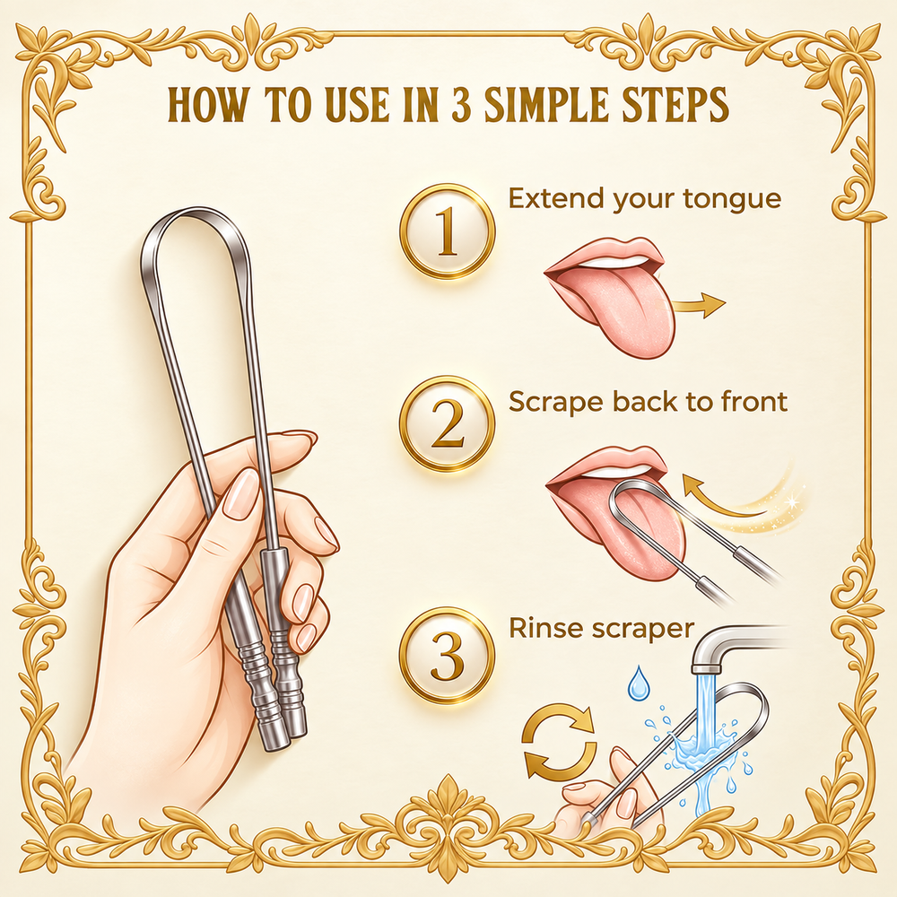Stainless steel tongue scraper